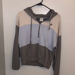 PINK Victoria's Secret Gray and Light Blue Hoodie